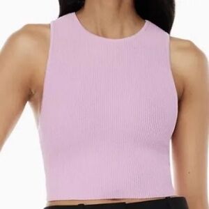 Babaton Lavender Ribbed Sleeveless Crop Top - Aritzia